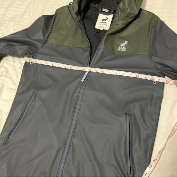 Fat Moose Hooded Rain Jacket Black /Green size Small - Picture 11 of 16